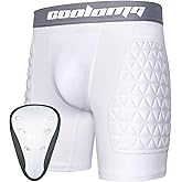 COOLOMG Youth Boys Sliding Shorts with Athletic Cup Compression Shorts for Baseball Football Lacrosse
