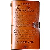PRSTENLY Gifts for Brother Leather Journal, 140 Page Refillable Journal Notebooks Brother Gifts, Birthday Fathers Day Graduation Back to School Christmas Gift for Brothers from Sister