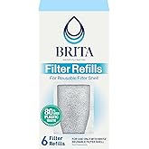 Brita Refillable Water Filter Refill Packs for Pitchers and Dispensers, BPA-Free, 80% Less Plastic*, Each Lasts Two Months, For Use with Refillable Shell (Sold Separately), 6 Filters