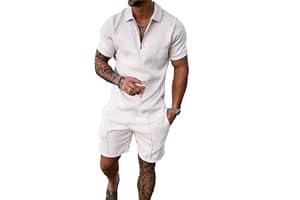 BIRW Men‘s Track Suits 2 Piece Summer Short Sets Outfits Fashion Polo Shirt Casual Short Sleeve and Shorts set