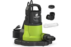 FLUENTPOWER Automatic Submersible Pump for Pool Cover, 3/4 HP 3400GPH Removal Pump with Check Valve Adapter for Swimming Pool