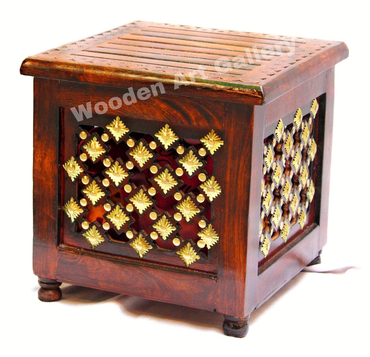 WOODEN ART GALLERY Wooden Stool with Storage for Bedroom Furniture