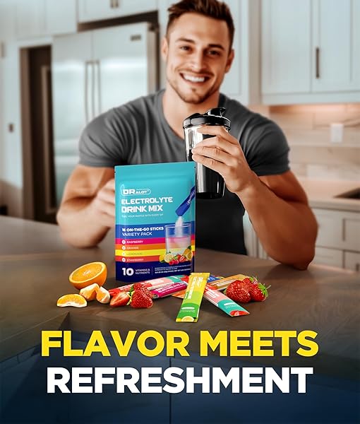 DRALOT SUGAR FREE ELECTROLYTES POWDER WITH NATURAL FLAVORS, 3X RAPID HYDRATION PACKETS WITH 10 ELECTROLYTE & VITAMINS, LIQUID DAILY IV, NON-GMO, GLUTEN-FREE, KETO, VEGAN, 16 STICKS