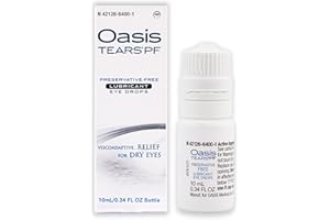 Oasis Tears OT6400 PF Preservative-Free Lubricant Eye Drops Dry Eye Relief | Artificial Tears | 0.34 FL OZ (10 mL)