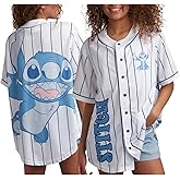 Disney Womens Baseball Jersey - Mickey Mouse Lightning McQueen Marie, Lilo and Stitch Womens Baseball Shirt