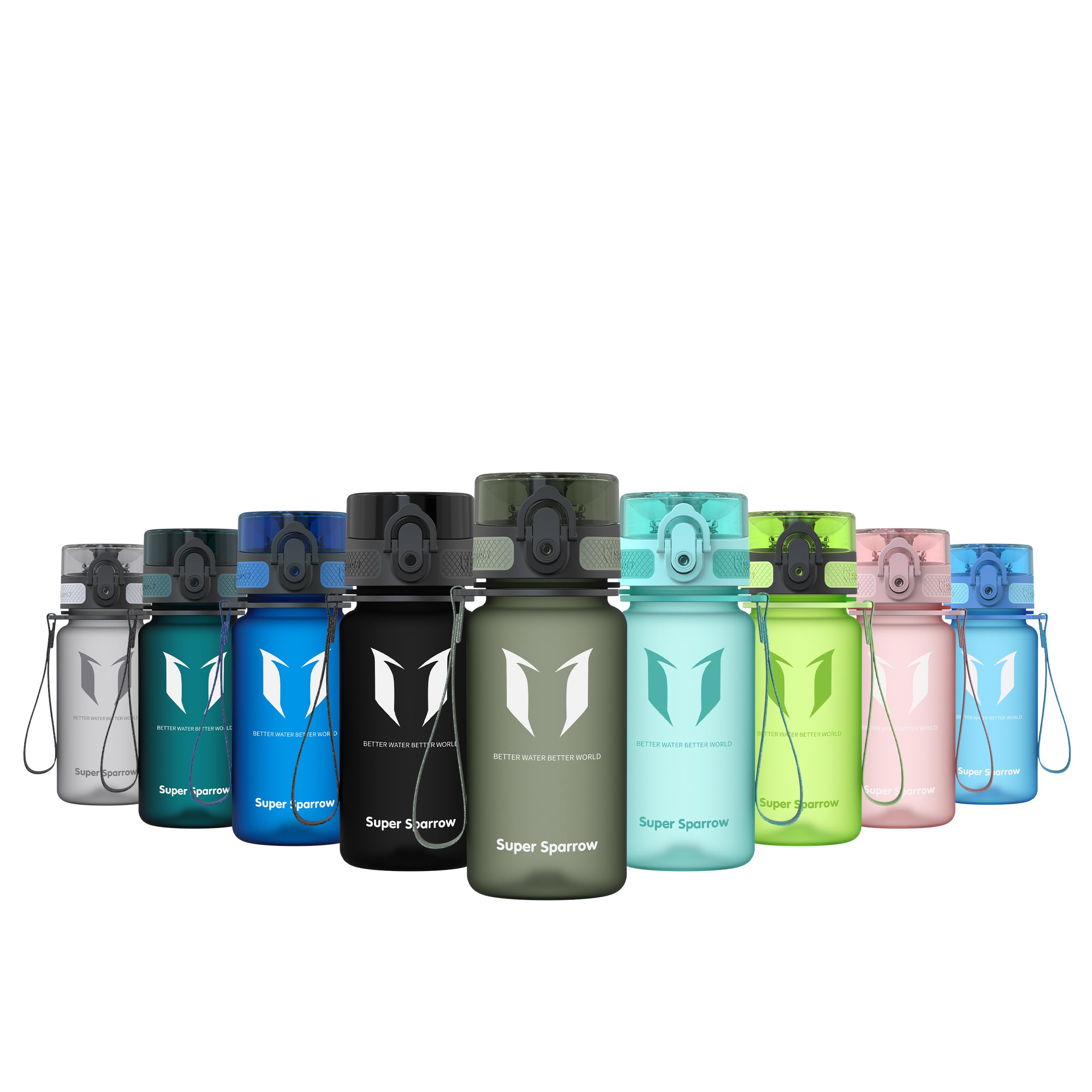 Super Sparrow Sports Water Bottle - 350ml - Non-Toxic BPA Free & Eco-Friendly Tritan Co-Polyester Plastic - For Running, Gym, Yoga, Outdoors and Camping