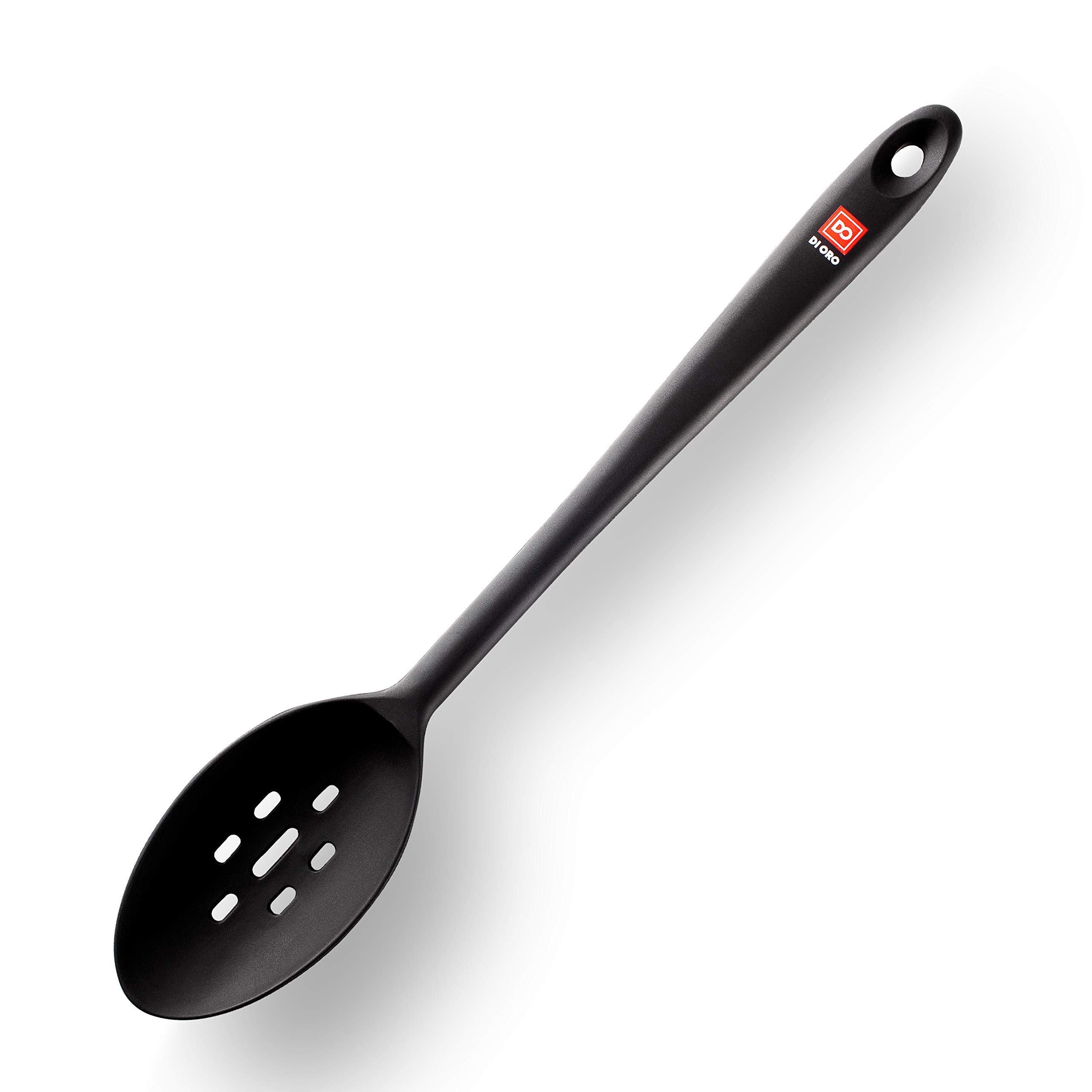 DI ORO® Seamless Series Slotted Silicone Spoon - 315°C Heat-Resistant Rubber Non-Stick Kitchen Utensil for Mixing, Serving, Cooking and More - LFGB Certified and BPA Free Food Grade Silicone