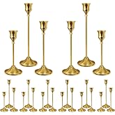 24Pcs Gold Taper Candle Holders, Vintage Centerpieces Candlestick Holder | Metal Candle Stick Holder Set with 3-Heights, Candelabra Decoration for Tables Wedding Decor Dinning Party Christmas Mantel