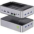 GMKtec Mini PC NAS, G9 Intel N150 Dual Boot Win Linux Desktop Computer 12GB DDR5 64GB EMMC + 1TB M.2 SSD, 4*M.2 NVMe Slots, Dual NIC 2.5GbE, USB-C/USB 3.2 10Gbps, Network Attached Storage