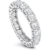 BERRICLE Sterling Silver Cubic Zirconia Full Eternity Band Ring, Yellow Gold Flashed/Rhodium Plated, Women’s Stackable Ring