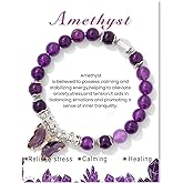 Healing Crystal Bracelet for Women 8mm Adjustable Butterfly Charm Bracelet Crystal Beaded Bracelets Butterfly Bracelets for Women Girls