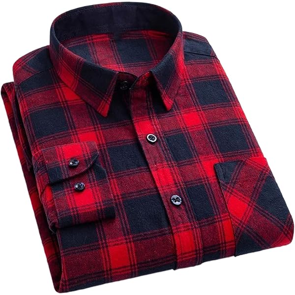 Amazon.com: Cotton Flannel Men's Checkered Shirts Long