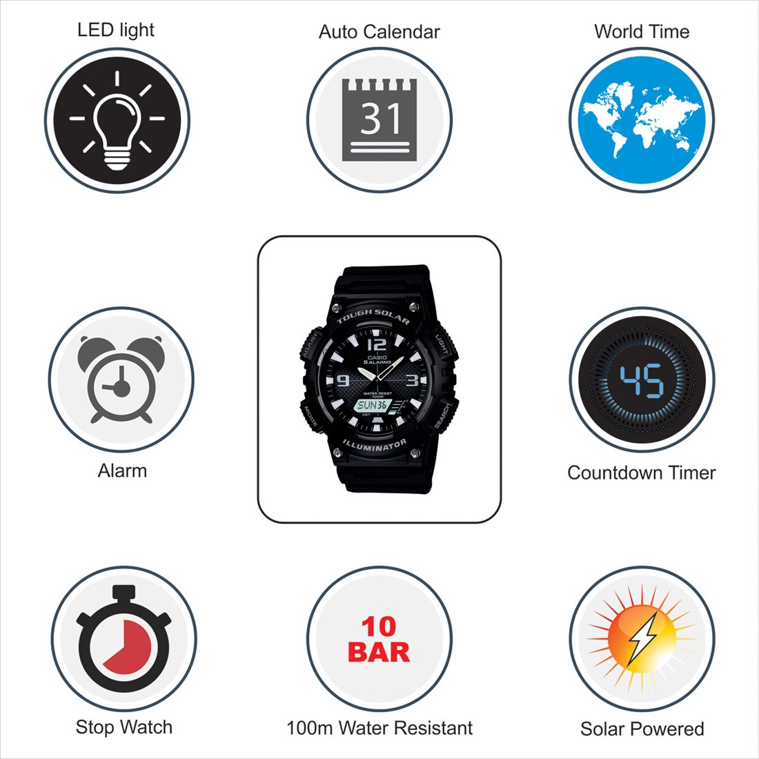 Amazon.com: Casio Men's Tough Solar AQ-S810W-1AVCF Sport Combination Watch:  Casio: Watches