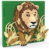 BseSparklion Lion Animal 3D Wall Art Micro Mini Building Blocks Set, Unique Home Wall Decor or Table Display, Ideal Gift Toy for Adults &amp; Boys Girls 14+ (1187 PCS)