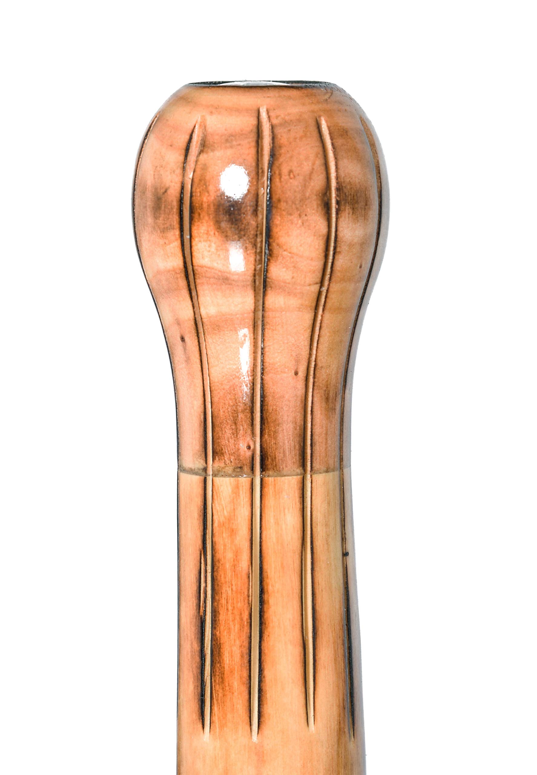 Big Ball Head Twisted Style Wooden Walking Stick for Hiking with Compass (Nature Color, 48 Inches, One Piece)