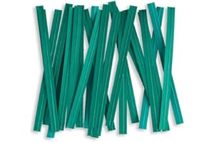 WESTSTONE 100pcs Plastic/Paper Coated Green 4" X 1/4" Twist Ties - Won't Rip or Pull Off