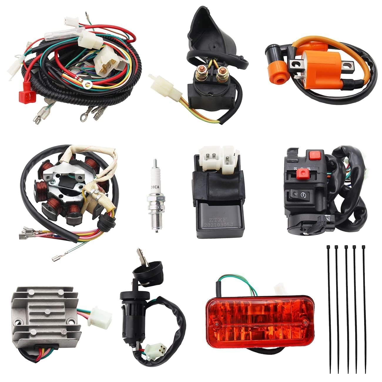 Photo 1 of PRO BAT Complete Electrics 4 Stroke Wiring Harness Kit 8 Coil CDI Stator Tail Light for 150cc 200cc 250cc 300cc 4 Wheelers Stroke ATV Go Kart Quad Pit Dirt Bike Compatible with Zongshen Lifan YX