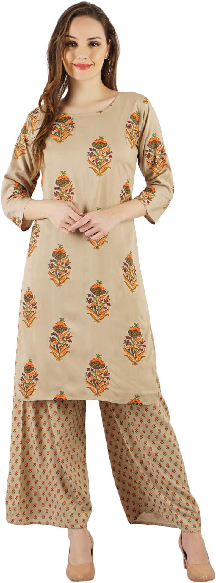 Jeivesh Women's Rayon Kurta with Palazzo Pant Set