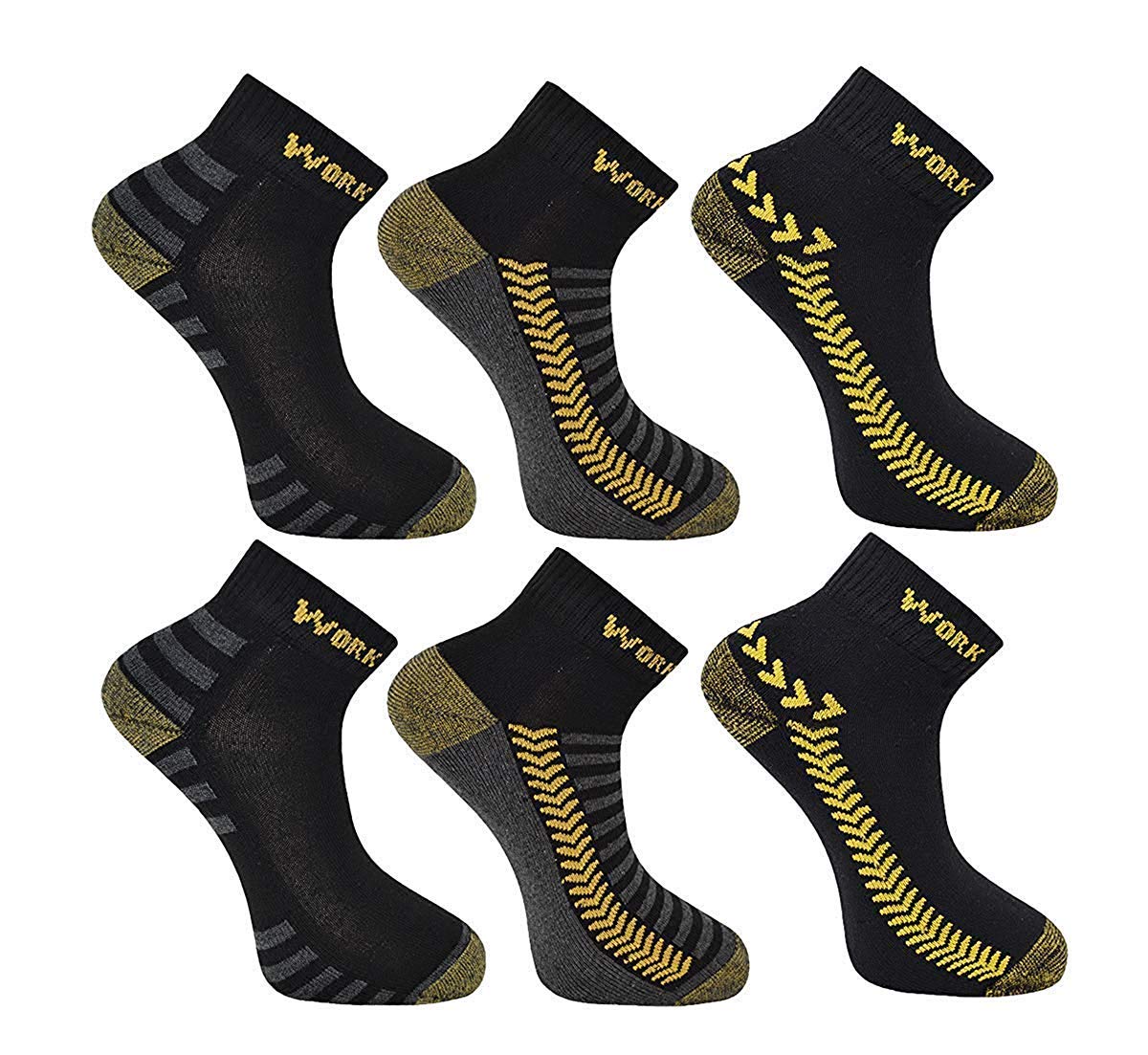 Aumsaa Men's Work Trainer Linear Socks with Cushioned Ultimate Re-inforced Heel and Toe 6 Pairs