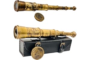 Rare Brass Telescope Spyglass - East India Company 1818 Tracker Vintage Pirate Spyglass Scope Antique 17" Large Handstitched 