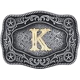 Doitby Initial Western Cowboy Belt Buckle with Letter for Men and Women