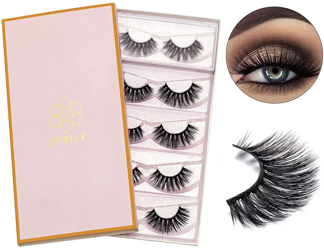 DYSILK 5D Eyelashes Wispies Handmade False Eyelashes Pack Extension Thick Long Reusable Soft Makeup Natural Look Fake Eyelashes