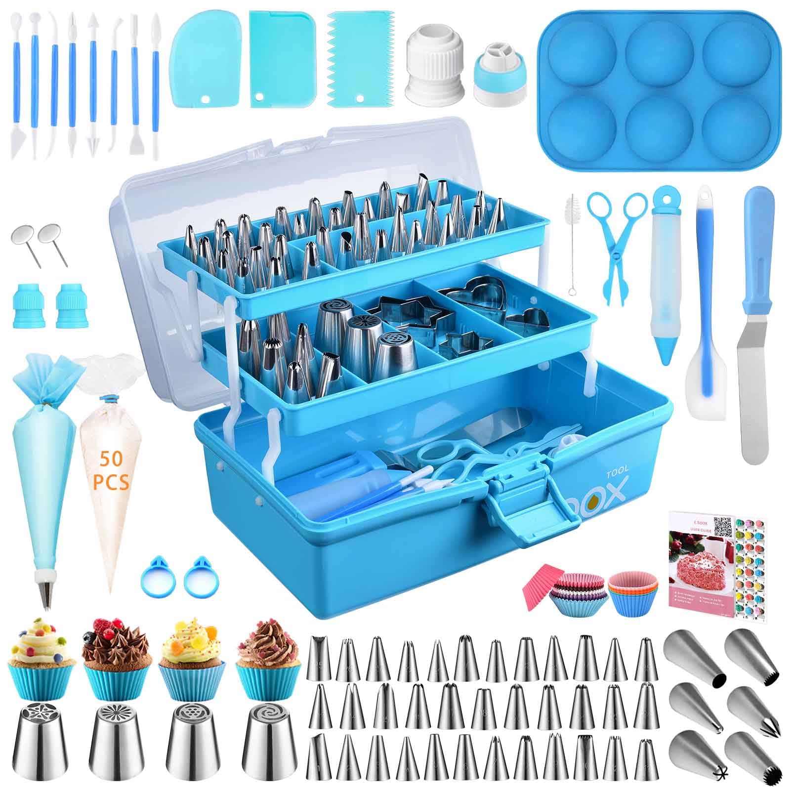 Photo 1 of *MISSING PARTS UNKNOWN*
Cake Decorating Tools Supplies Kit: 236pcs Baking Accessories with Storage Case - Piping Bags and Icing Tips Set - Cupcake Cookie Frosting Fondant Bakery Set for Adults Beginners or Professional, Blue