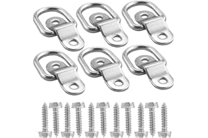 TooTaci D Rings Tie Down Anchors 1/4" Stainless Steel D Ring 1200bls Breaking Strength,6pcs Heavy Duty Trailers Bracket Surfa