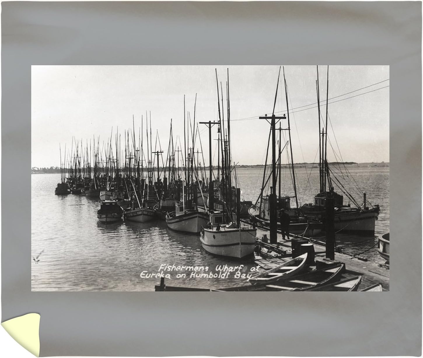 Lantern Press Eureka, California - View of Fishermen's Wharf on Humboldt Bay 11196 (88x104 King Microfiber Duvet Cover)