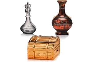 Leinuosen 3 Pcs Wooden Wisemen Gifts Set Flat Gold Frankincense and Myrrh Christmas Stage Props Decoration Nativity Costume Pageant Props Christmas Apparel Accessories(Classic)