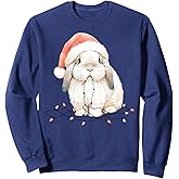 Cute Rabbit Bunny Lop Chew Christmas Light Xmas Watercolor Sweatshirt