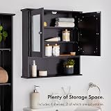 VonHaus Bathroom Mirror Cabinet Black 2 Door 3 Shelves Open Shelf H58 W56 D13 view 5