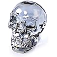 Crystal Plating Black Skull Head Figurines, Day of The Dead Decor - Skull Lovers Gifts for Women, Glass Skull Head Art Halloween Ornament with Gifts Box 2.8''