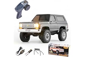 EAZYRC X FMS FCX24 1/24 Chevy K5 Blazer 1976s RC Rock Crawler 4x4 RTR Black, with Lisense RC Truck, 4WD 5Km+ 2-Speed Transmission,RC Car for Gift