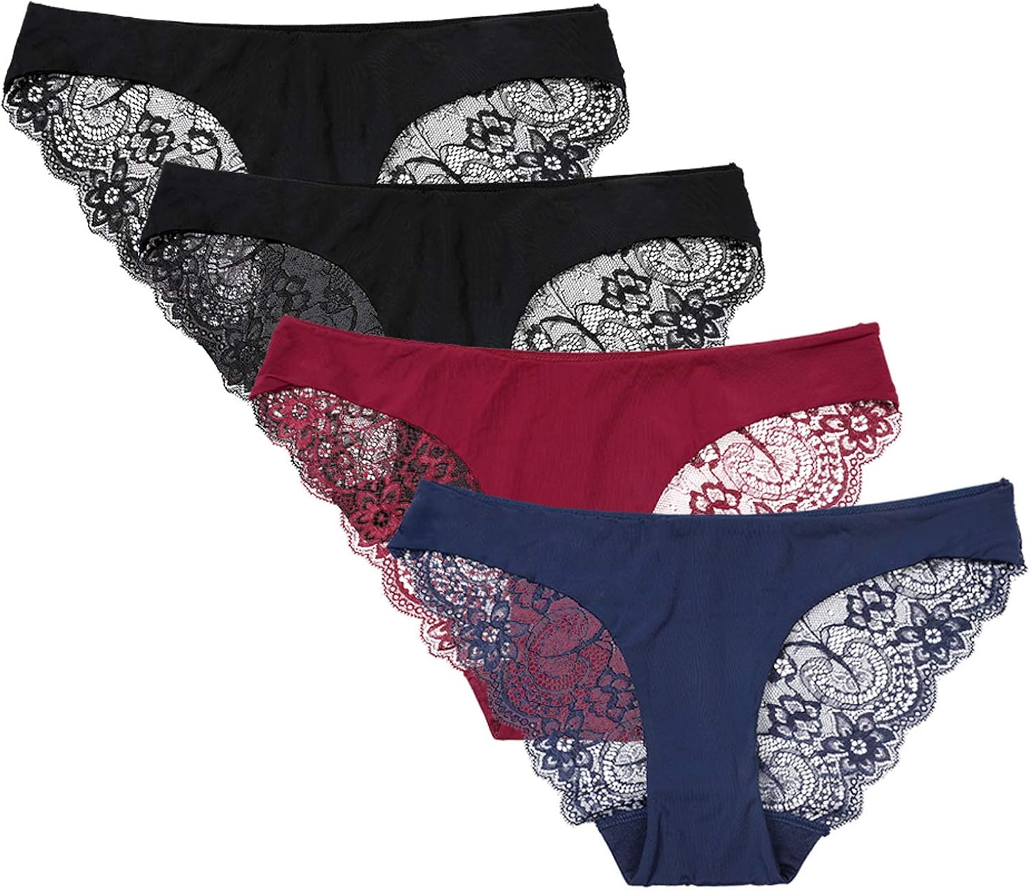6 Pack 3 Colors, L BRIDGET 6 Pack Womens Underwear Full Brief Cotton