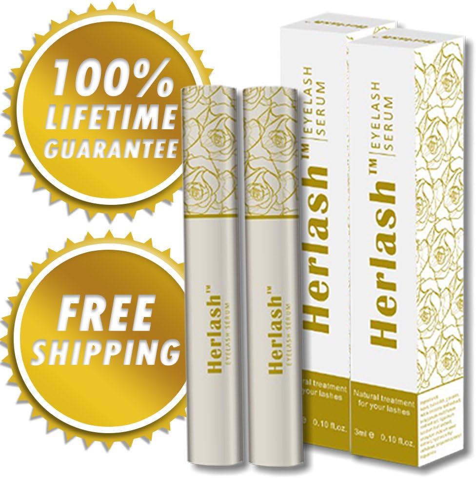 HerLash - Eyelash Growth Serum - Clinically Proven & Tested Eyelash Conditioner - Boost Length up to 40% (2 Month Supply)