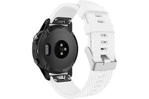 MoKo Band Compatible with Garmin Fenix 7S & 6S, Soft Silicone Replacement Watch Band Strap, White