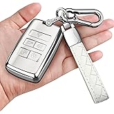 Sindeda for Land Rover Key Fob Cover with Keychain Soft Full Protection Key Shell Key Case Compatible with 2018-2023 Land Rover Range Rover Evoque Vogue Discovery 5 Sport Jaguar E I-PACE (White)