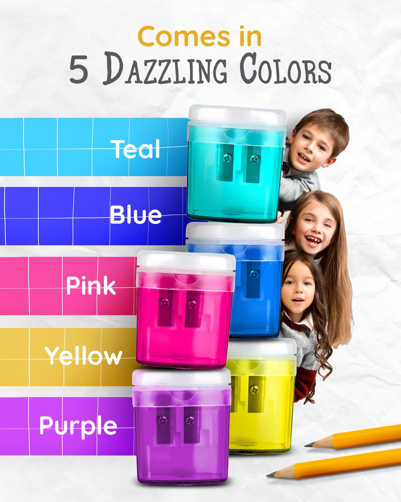 100 Pack Pencil Sharpeners Bulk, Double Hole Pencil Sharpener for School and Classroom Supplies, Colored Pencils Sharpeners for Kids, Handheld Pencils and Crayon Sharpener