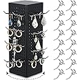 Geelin Rotating Countertop Display Kit with 16 Peg Hooks Four Sided Pegboard Spinner Organizer 4 x 4 x 12 Inches Retail Display Racks Revolving Metal Countertop Display for Keychain Supplies (Black)