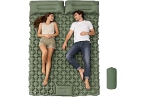 OKSTENCK Double Camping Sleeping Pad with Built-in Foot Pump Air Mattress, Integrated Pillow with Storage Bag, Waterproof and