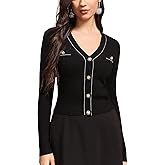 M.Infisavo Cropped Cardigan for Women Long Sleeve Knit Button Down Spring Sweater Shirt Slim Fit