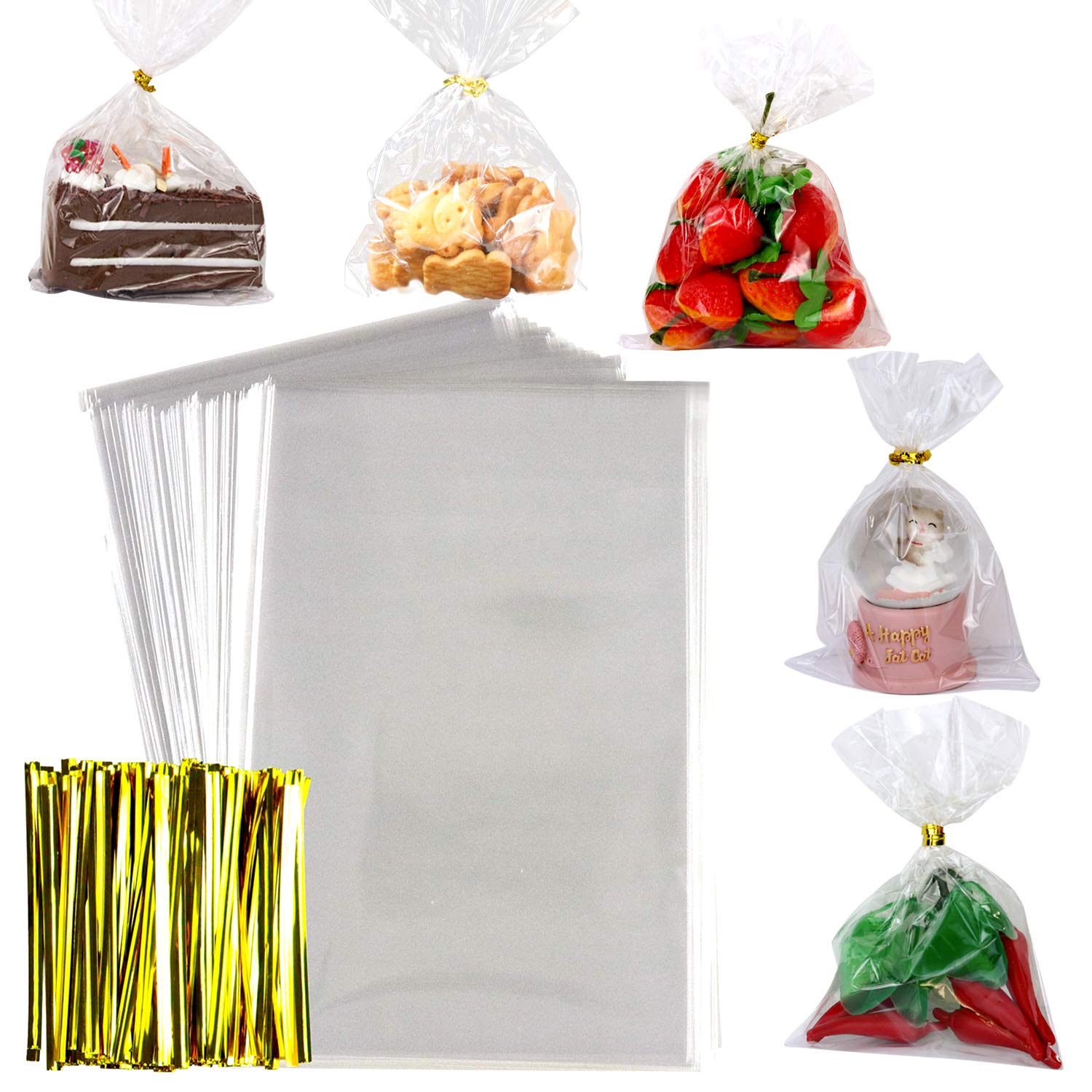 200 PCS 4 x 6 inch Clear Flat Cello Cellophane Treat Bags