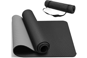 183 x 61CM Tapete de Yoga Antideslizante, Tapete para Ejercicio de Material TPE Ecológico, Portátil Esterilla para Yoga de 6mm Grosor, Tapete de Pilates Antiderrapante Grueso Mat de Ejercicio Gimnasio