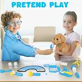 Sanlebi Doctors Set for Kids Vet Kit with Plush Dog Blue 25Pcs view 5