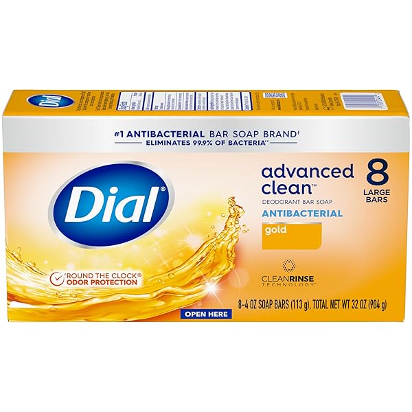 DIAL ANTIBACTERIAL DEODORANT BAR SOAP, ADVANCED CLEAN GOLD,...