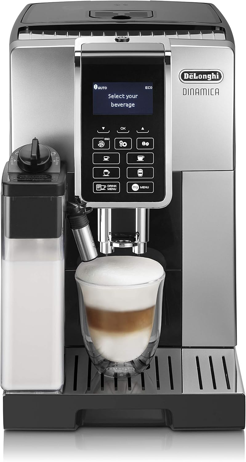De'Longhi Dinamica, Fully Automatic Coffee Machine, Silver & Black