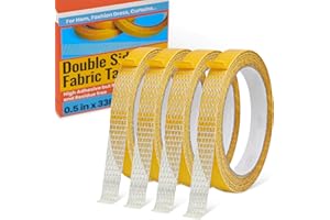 YINTTIAN Double Sided Fabric Tape Heavy Duty for Hem, Fashion Dress, Cloth, Curtains, High Adhesive Sticky but Removable and Residue free, No Sewing or Ironing need, Multipurpose, 0.5 in x 33FT/10m x 4Rolls