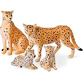 Terra by Battat – 4 Pieces Cheetah Family – 1 – 4-Inch Plastic Cheetah Figurines – Realistic Zoo Safari Animals for Kids – Ed