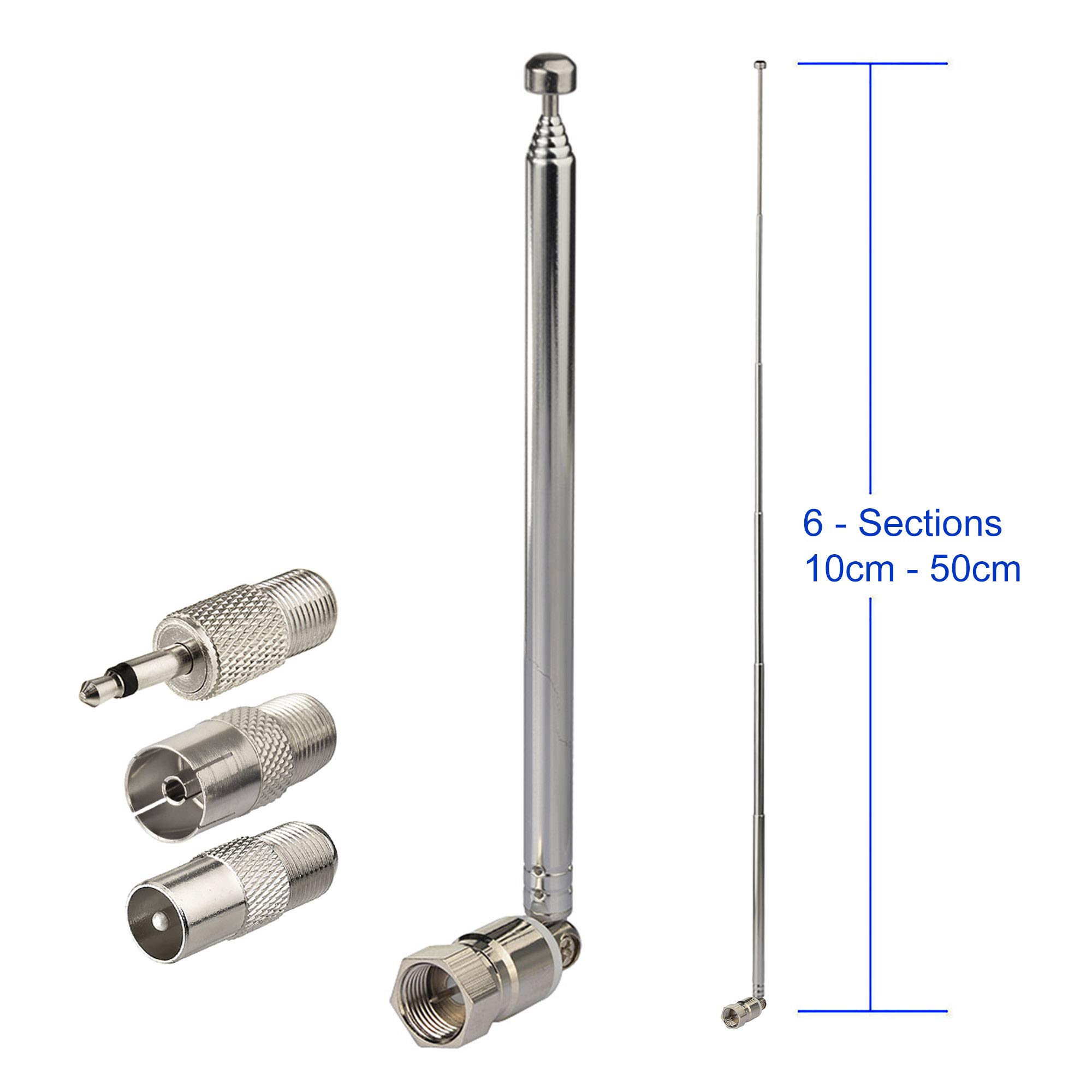 2-Pack FM Radio Antenna - 7-Section Telescopic 74cm Antenna For Portable Radio, Stereo Receiver, Home Theater